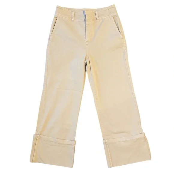 Pilcro Anthropologie Womens 28 Relaxed Cuffed Pants Khaki Wide Leg High Rise Tan - Picture 3 of 10